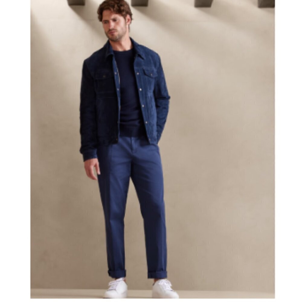 Banana Republic Pleated Tapered Ultimate Chino Navy Blue Pants Size 33 - RT$120
